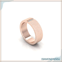 Lab grown diamond three stone ring with wedding band set.