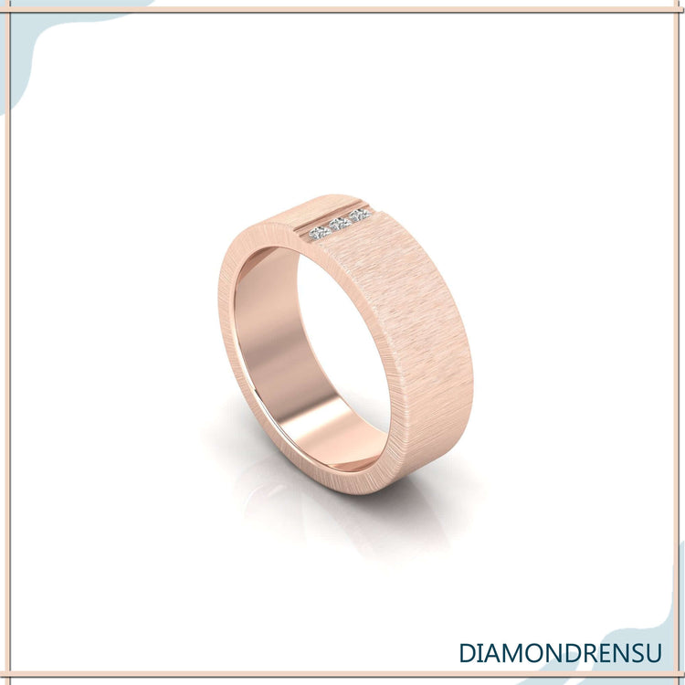 Lab grown diamond three stone ring with wedding band set.