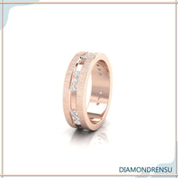Gold diamond wedding band for men with timeless appeal.