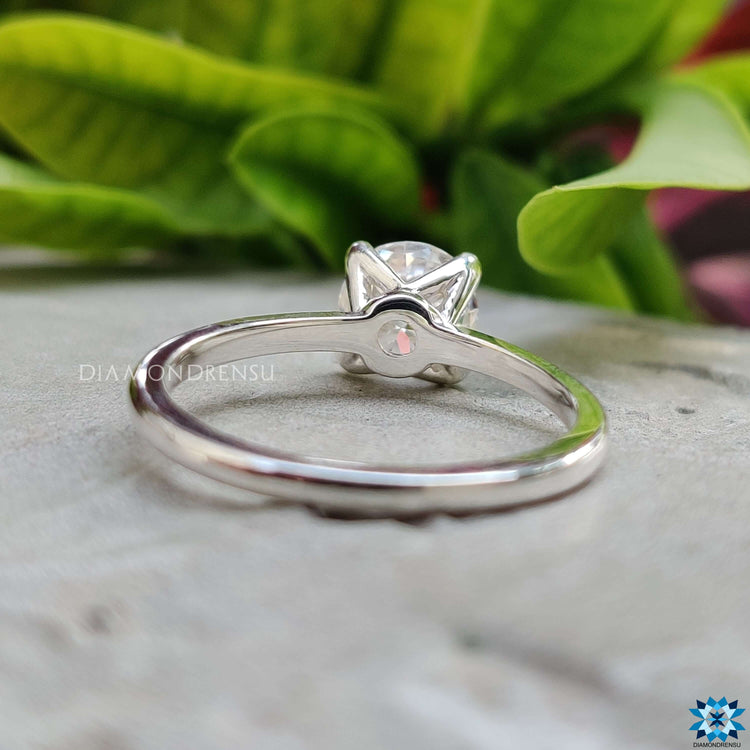 Moissanite engagement ring in a delicate setting