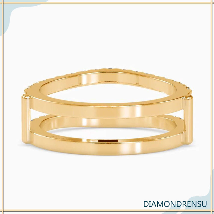 Wedding ring wraps featuring round diamonds, handmade jewelry design