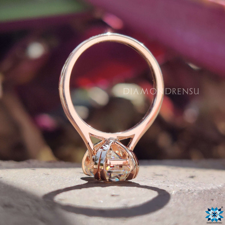 Moissanite engagement ring with a classic cushion cut for a modern bride.