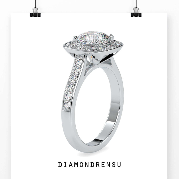 Stunning princess cut diamond ring pave setting with a channel set band.