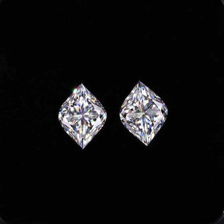 Pair of Flame Cut Moissanite stones with antique styling.