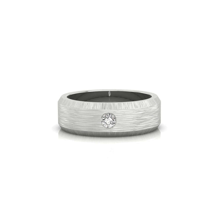 White gold men’s wedding band with modern style.