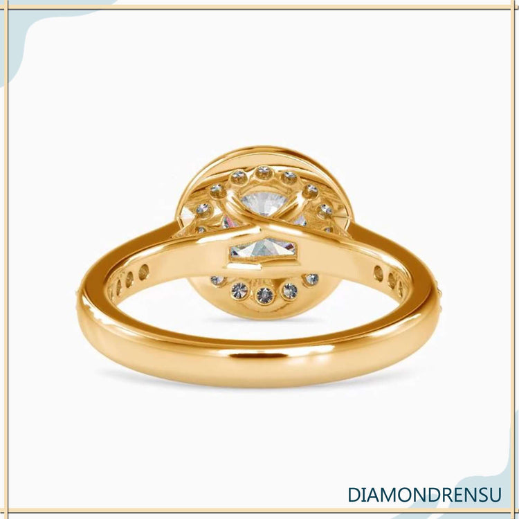 Stunning round diamond halo ring with an IGI certified lab grown diamond.