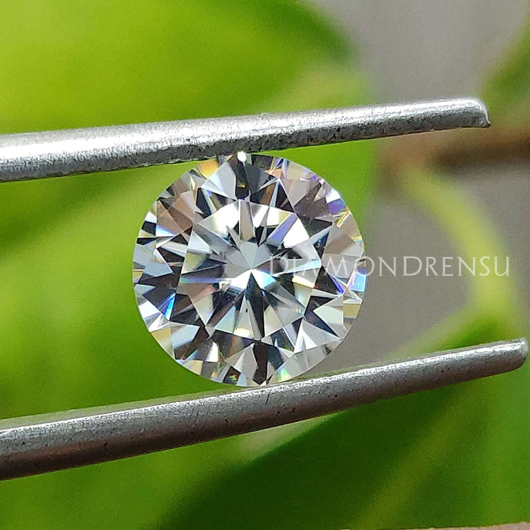 Round Brilliant Cut Moissanite in 1.22 carat Moissanite crafted for engagement rings by Diamondrensu Moissanite.