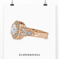 Lab grown diamond ring with a split shank design for sustainable luxury.