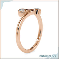 Bypass wedding ring with lab grown diamond, handmade jewelry