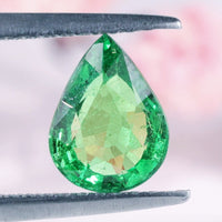 Tsavorite Gemstone shaped as pear cut gemstone in 1.18 carat pear gemstone.