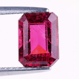 Tourmaline October birthstone in emerald cut.