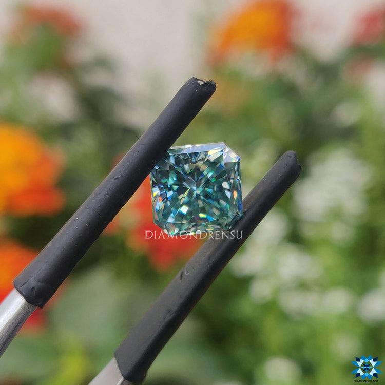 1.65 carat radiant cut available in loose moissanite and moissanite loose stone.