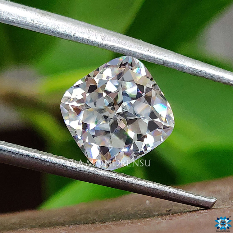 Moissanite cut cushion used in handmade jewelry.
