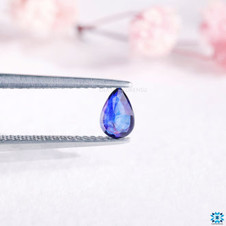 Pear cut birthstone sold as 0.54 carat gemstone and blue gemstone.
