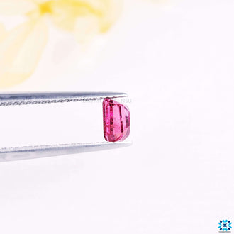 Emerald cut tourmaline in pink tourmaline gemstone style.