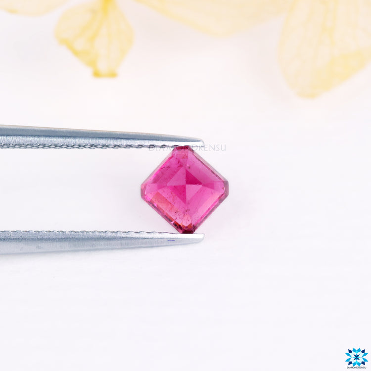 Natural tourmaline gemstone asscher cut gemstone.