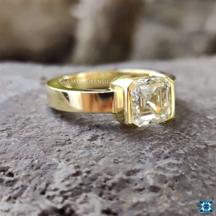 A 1 carat asscher cut solitaire ring with a timeless design for engagements.