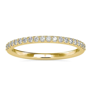 Enhancer wedding band with round diamond gold band for added sparkle