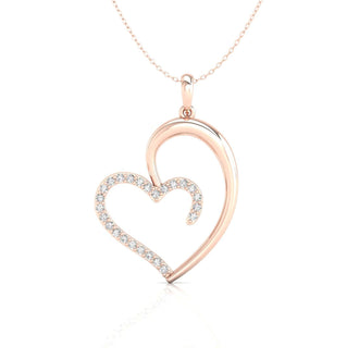 Pendant gifts for her: heart pendant with Lab Grown Diamond and a shared prong setting.