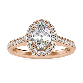 Oval solitaire engagement ring with prong setting in rose gold