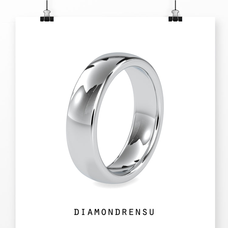 Simple silver wedding band crafted with IGI certified Lab Grown Diamond.
