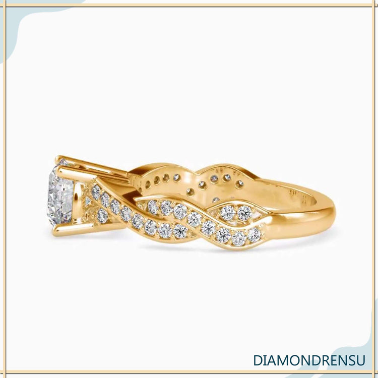 Gorgeous twisted diamond ring with an IGI certified lab grown diamond.