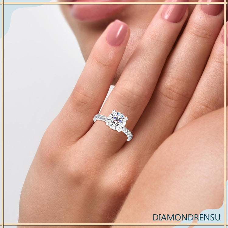 Round cut diamond engagement ring perfect for a classic proposal.