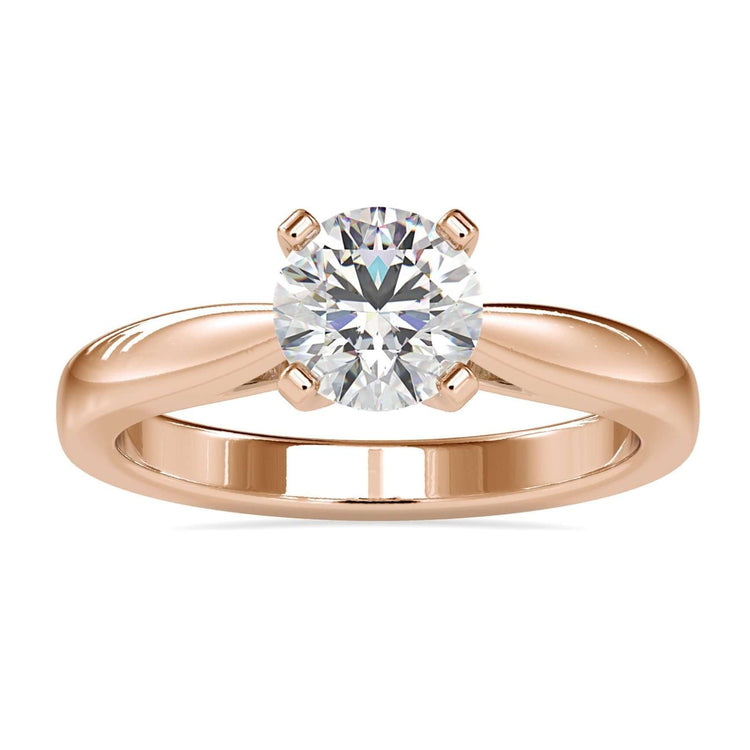 1 carat solitaire diamond ring with cathedral setting in yellow gold