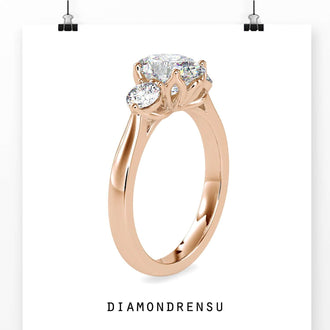 Oval shaped engagement ring featuring three stunning diamonds in a classic setting.