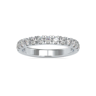 Half diamond wedding band in white gold with a Lab Grown Diamond design.