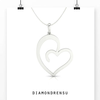 Round diamond necklace pendant with a heart-shaped design, a great gift for her.