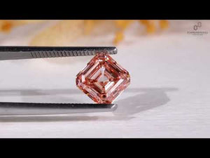 Loose lab grown diamond Asscher cut pink color.