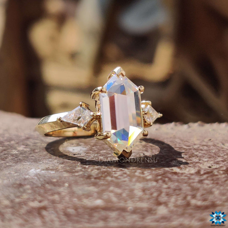 hexagon rose cut engagement ring