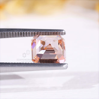 3 carat loose lab grown Asscher cut pink diamond.