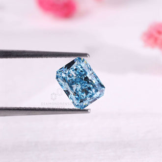 Loose lab grown radiant cut blue diamond certified IGI.