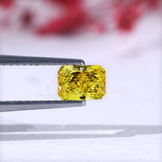 Radiant cut loose diamond yellow lab grown stone.