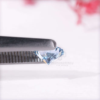 A 1 carat blue diamond appears as a round lab grown loose stone.