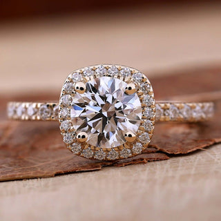 lab grown diamond halo engagement ring