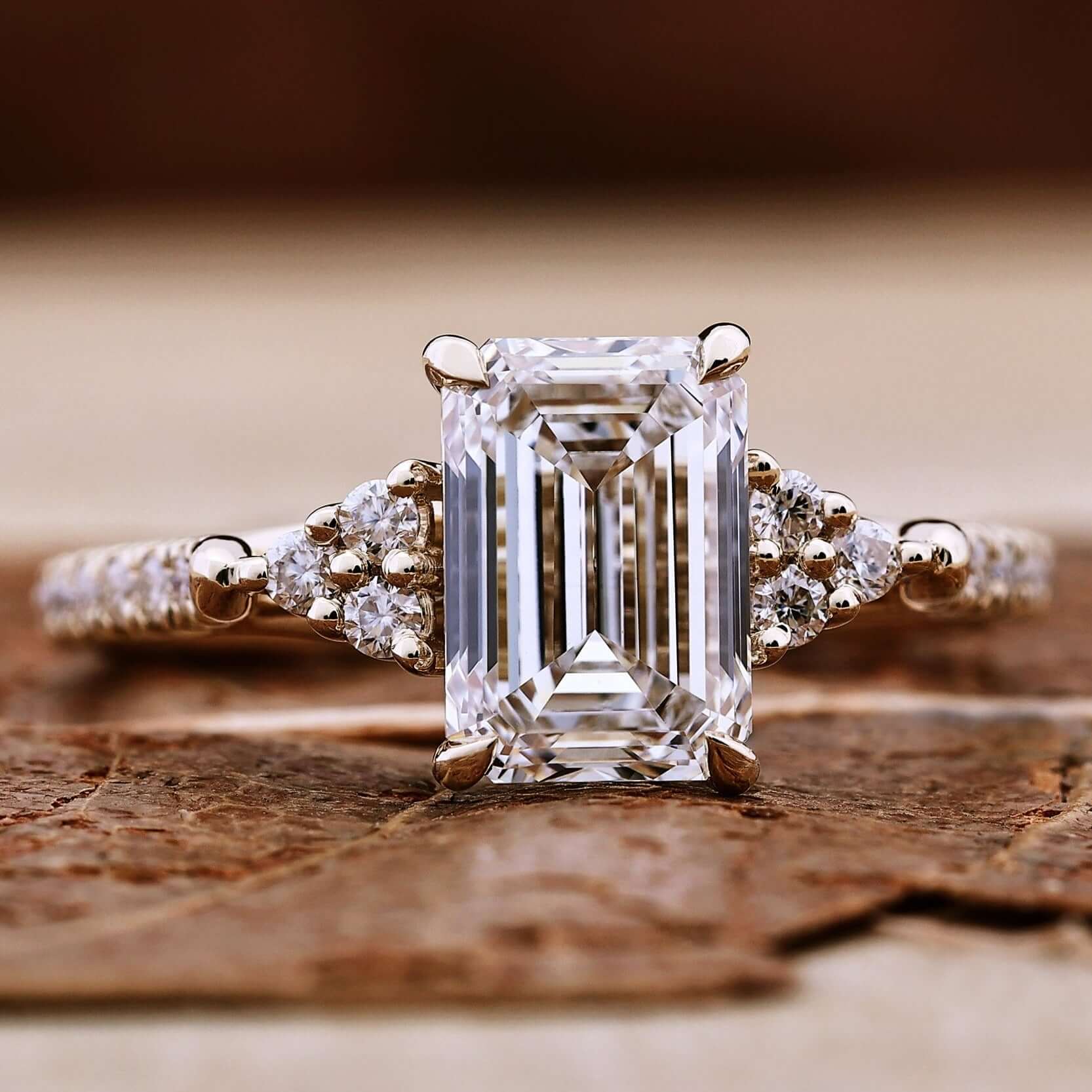 Emerald Cut Diamond Ring, Certified Lab Grown Diamond Engagement Ring
