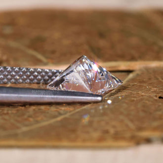 A 1.3 carat princess cut lab grown diamond shines with sharp lines.