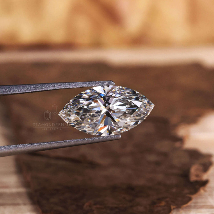 Diamond marquise cut in lab grown diamond form.