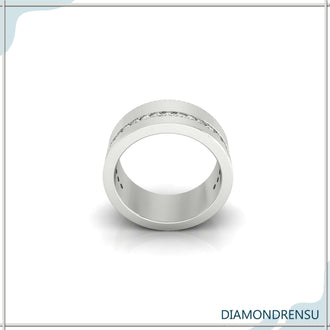 Channel set mens wedding band with IGI certified diamonds.