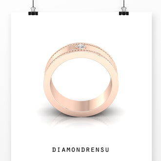 Lab Grown Diamond men’s wedding band with a double milgrain edge.