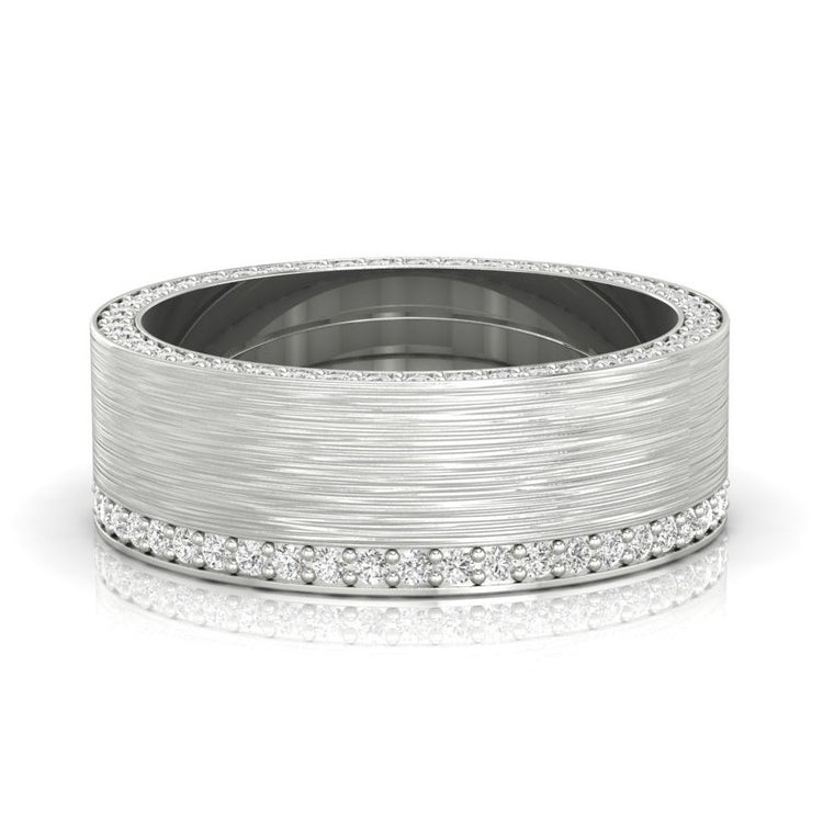 Man wedding band in polished gold finish.