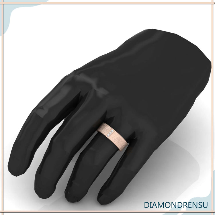 Three stone engagement ring with wedding band in white gold.