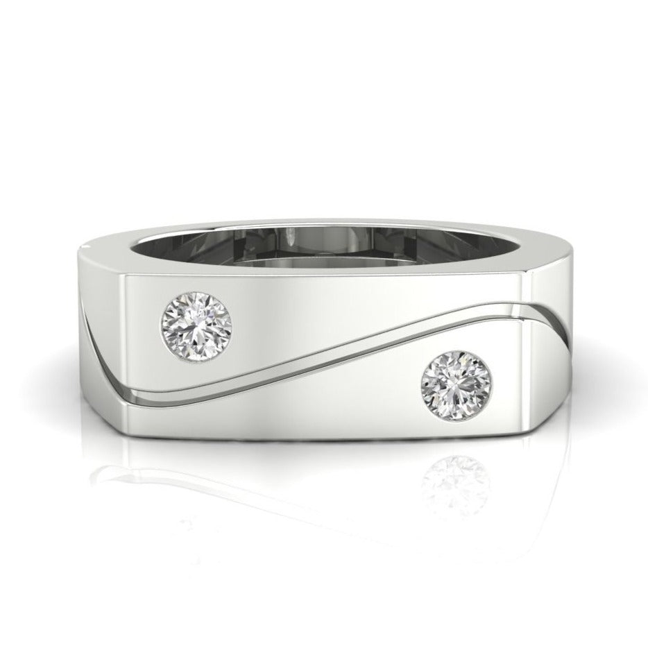 Round Diamond Unique Wedding Band Men 925 Silver