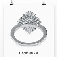 Cluster oval engagement ring with dazzling diamonds for a chic look.