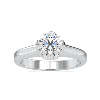 Elegant solitaire setting in a tulip ring for timeless beauty.