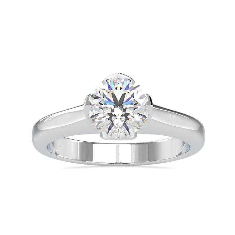 Elegant solitaire setting in a tulip ring for timeless beauty.