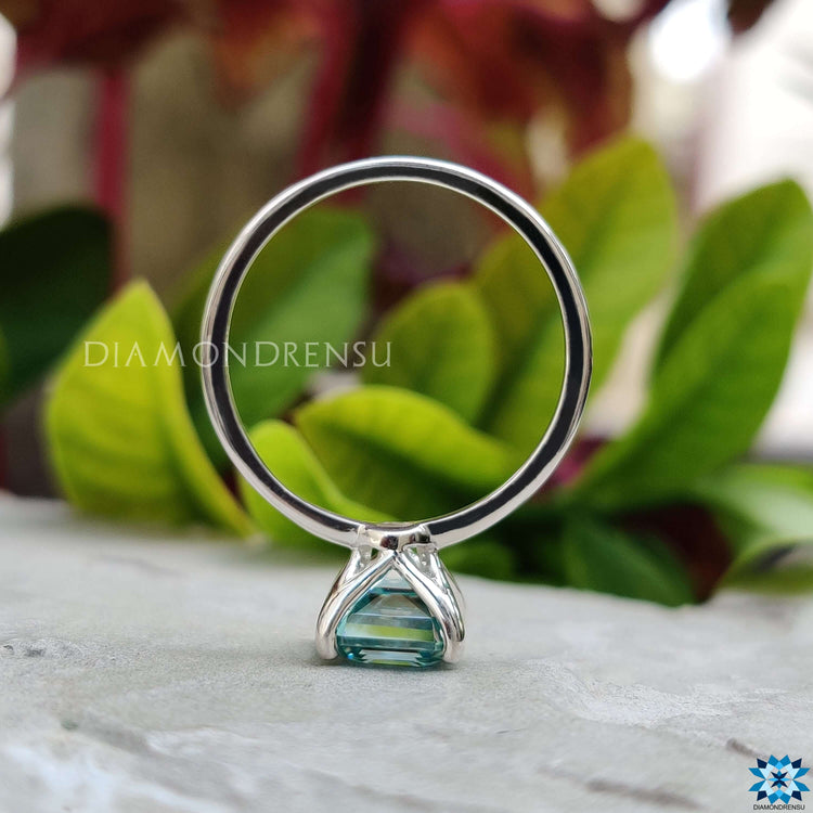 Vibrant cyan blue moissanite ring perfect for unique style lovers